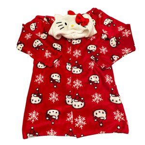 Like new HELLO KITTY Christmas Holiday Santa Hat Sleep Onesie Size Large